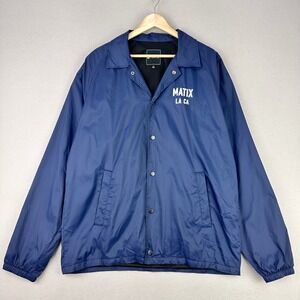 Matix Coach Jacket Mens Large Blue Compton Surf Club Nylon Snap Front Retro